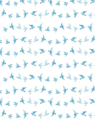 Modern roller blind with blue birds pattern