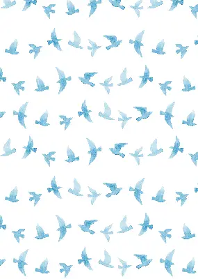 Modern roller blind with blue birds pattern
