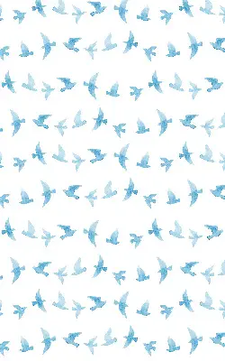 Modern roller blind with blue birds pattern