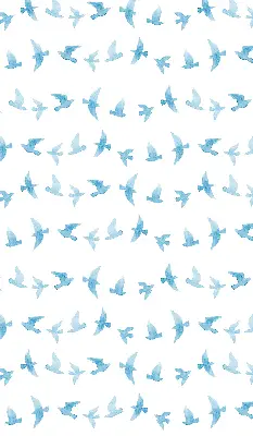 Modern roller blind with blue birds pattern