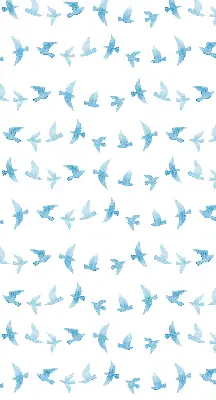 Modern roller blind with blue birds pattern