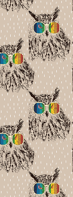 Roller blind for large window Owls in colorful glasses
