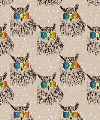 Roller blind for large window Owls in colorful glasses