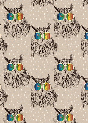 Roller blind for large window Owls in colorful glasses
