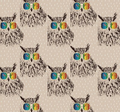Roller blind for large window Owls in colorful glasses