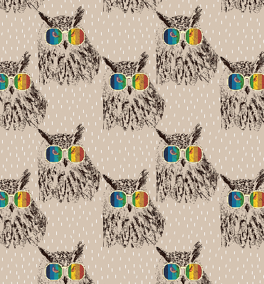 Roller blind for large window Owls in colorful glasses