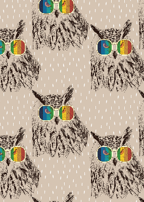 Roller blind for large window Owls in colorful glasses