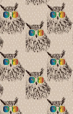 Roller blind for large window Owls in colorful glasses