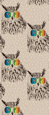 Roller blind for large window Owls in colorful glasses