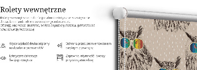 Roller blind for large window Owls in colorful glasses