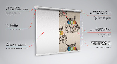 Roller blind for large window Owls in colorful glasses