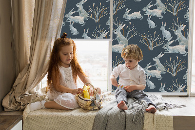 Fabric roller blind Rabbits and Sticks