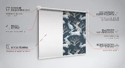 Fabric roller blind with rabbits and sticks pattern