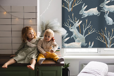 Fabric roller blind Rabbits and Sticks
