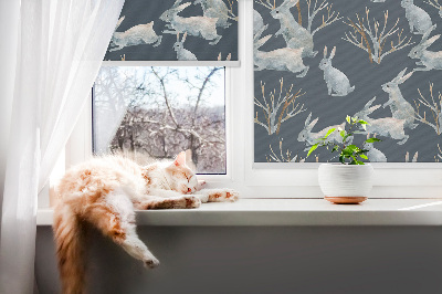 Fabric roller blind Rabbits and Sticks