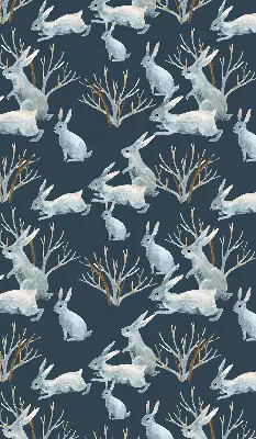 Fabric roller blind with rabbits and sticks pattern
