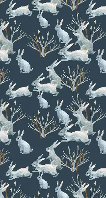 Fabric roller blind with rabbits and sticks pattern