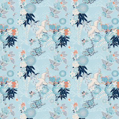 Fabric roller blind in blue nature
