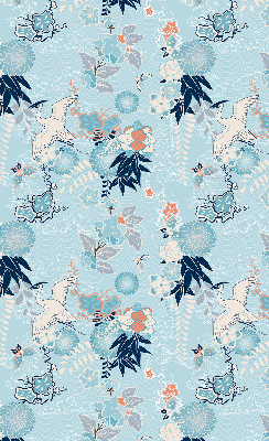 Fabric roller blind in blue nature