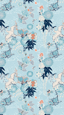 Fabric roller blind in blue nature