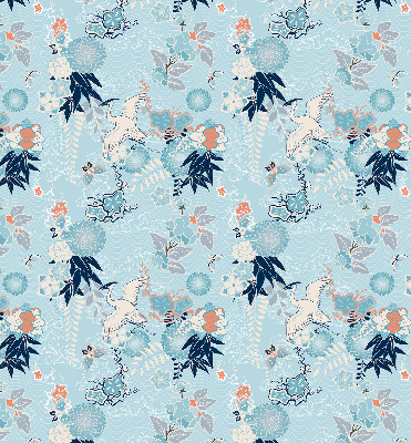 Fabric roller blind in blue nature