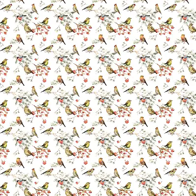 Modern roller blind with a birds on the branches pattern