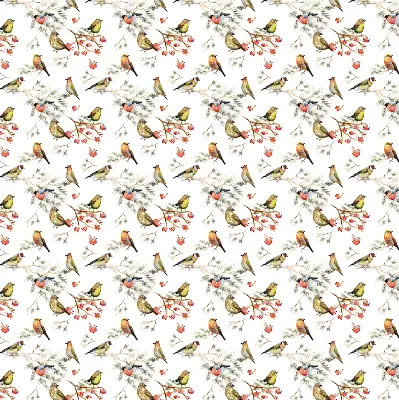 Modern roller blind with a birds on the branches pattern