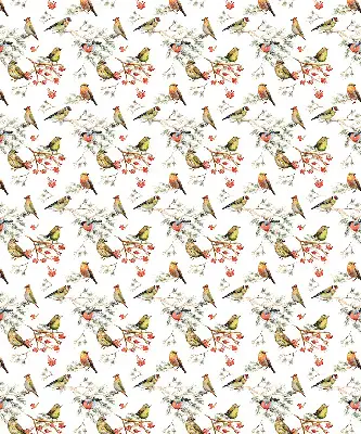 Modern roller blind with a birds on the branches pattern