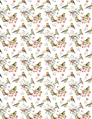 Modern roller blind with a birds on the branches pattern