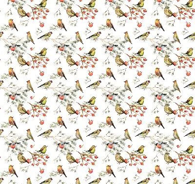 Modern roller blind with a birds on the branches pattern