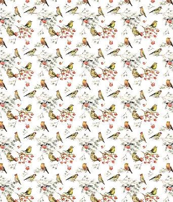 Modern roller blind with a birds on the branches pattern