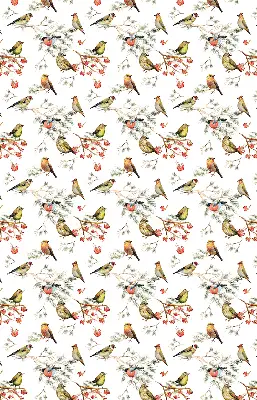 Modern roller blind with a birds on the branches pattern