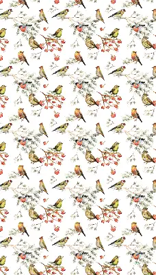 Modern roller blind with a birds on the branches pattern