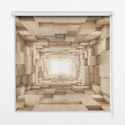 Fabric roller blind 3d wooden hole