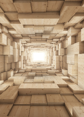 Fabric roller blind 3d wooden hole