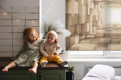 Fabric roller blind 3d wooden hole
