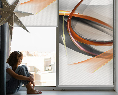 Roller blind for large window Orange line pattern