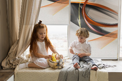 Roller blind for large window Orange line pattern