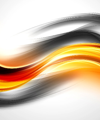 Fabric roller blind with an orange waves pattern
