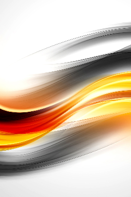 Fabric roller blind with an orange waves pattern