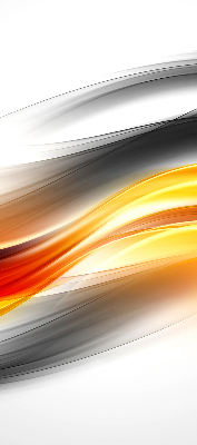 Fabric roller blind with an orange waves pattern