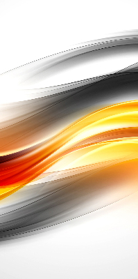 Fabric roller blind with an orange waves pattern