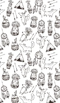 Fabric roller blind with drawn pictures print