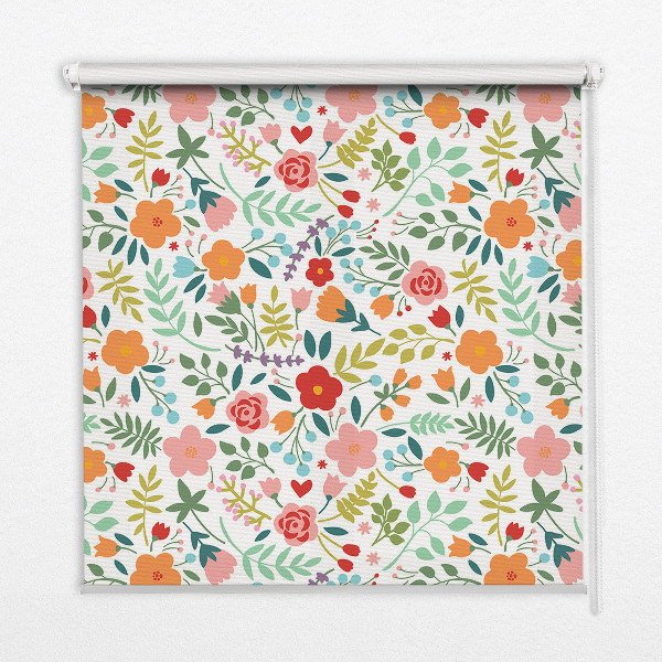 Fabric roller blind Painted flowers