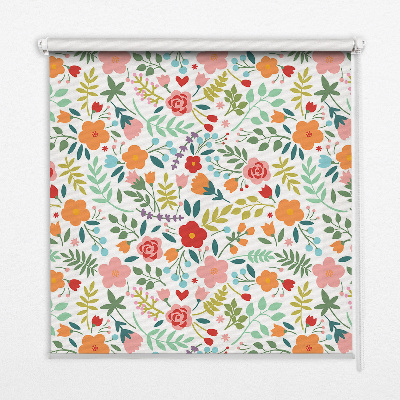 Fabric roller blind Painted flowers