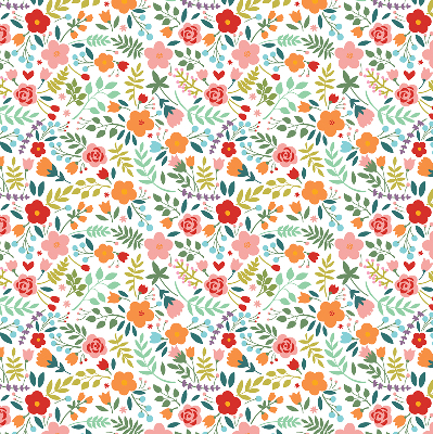 Fabric roller blind Painted flowers