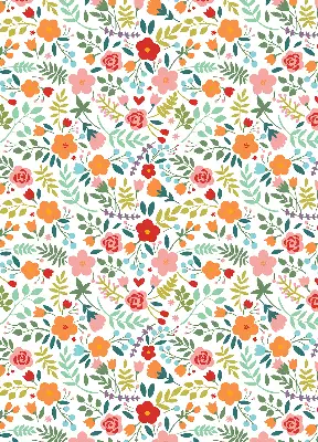 Fabric roller blind painted flowers design