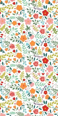 Fabric roller blind painted flowers design