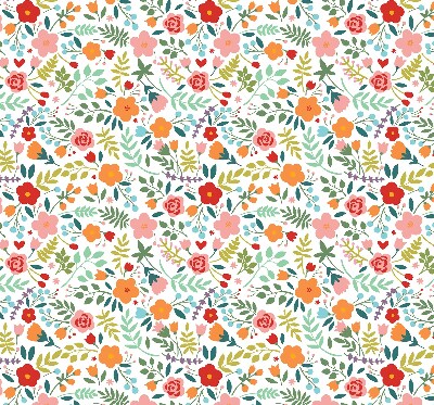 Fabric roller blind painted flowers design