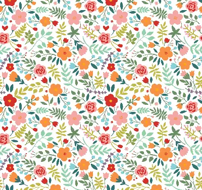 Fabric roller blind painted flowers design